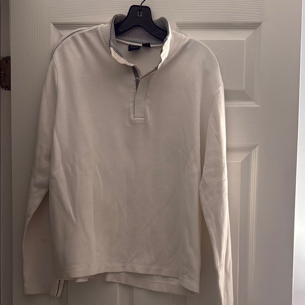 Boss White and Gray Sweater